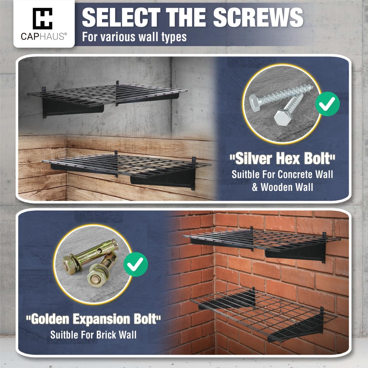 Fencer Wall Mounted Garage Shelving - 96" W x 18" D, 4 Hooks, White, Heavy Duty, 1000lb Capacity