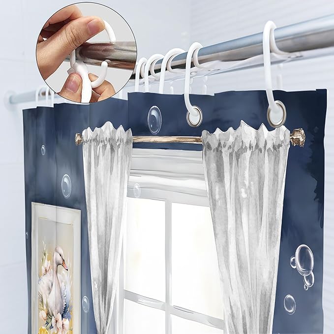 SVBright Funny Kids Shower Curtain 60Wx72L Inch Cute Duck Farmhouse Animal in Bathtub Blue Cartoon Lovely Modern Hilarious 12 Pack Hooks Polyester Waterproof Fabric Bathroom Bathtub Panels