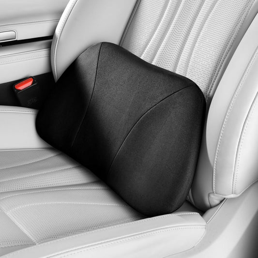 1P Lumbar Support Pillow,15.5x8.7 Memory Foam,Superfiber Suede,Drive car Back Pillows,seat,Office,Rest,Improve Posture(Black)