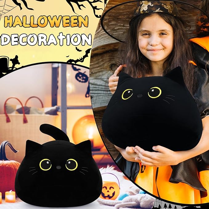 Auspicious beginning 19'' Black Cat Plush- Giant Black Cat Stuffed Animal, Large Soft Plushie Kawaii Plushies with Star Eyes Body Pillow, Soft Stuffed Animal Toys Christmas BirthdayGifts for Kids