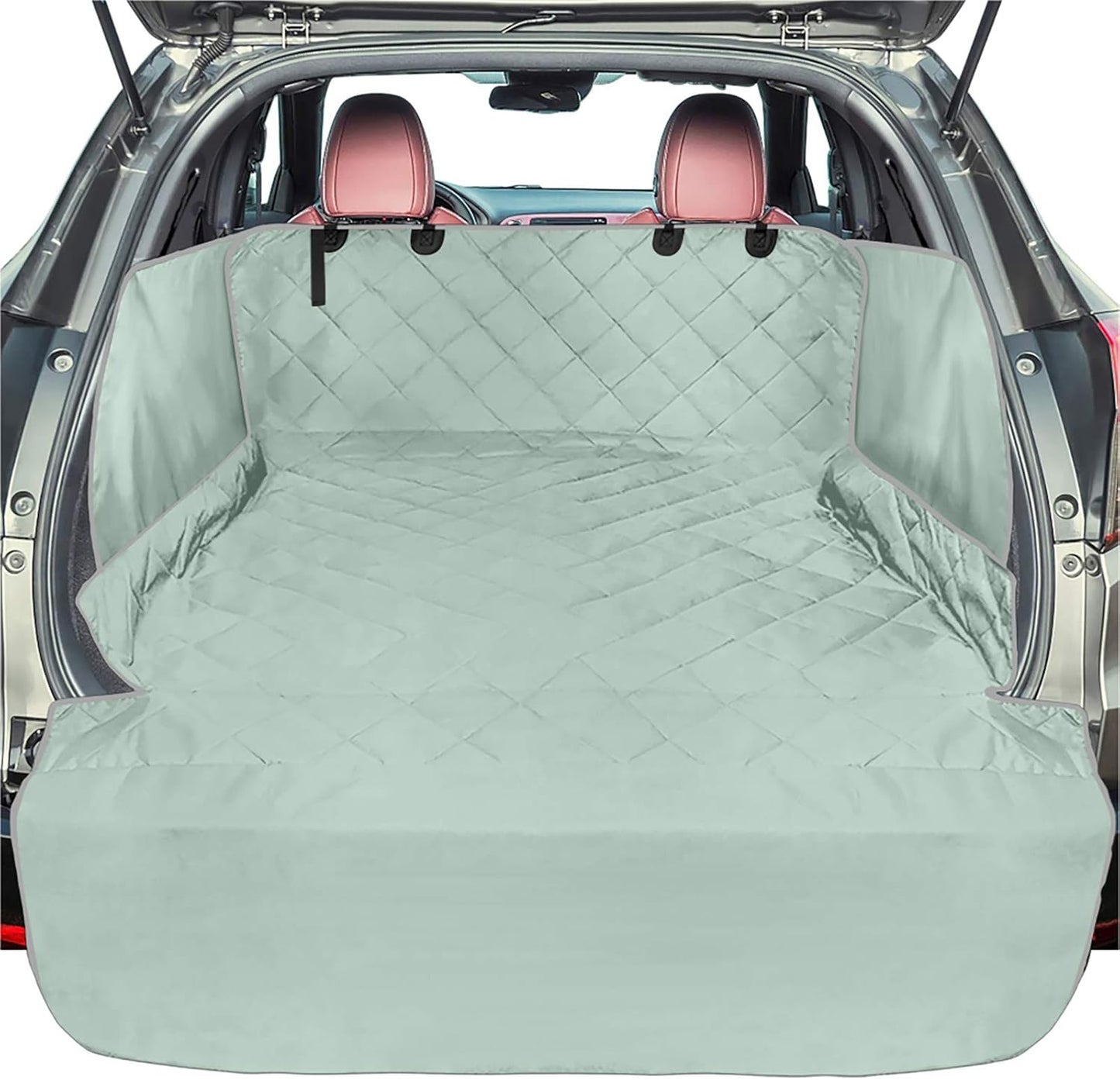F-color SUV Cargo Liner for Dogs - Waterproof Pet Cargo Liner with Side Flaps, Comfort Dog Cargo Cover with Bumper Flap, Scrachproof Non-Slip Large Size Universal Fit SUVs Sedans Trunks Vans, Grey