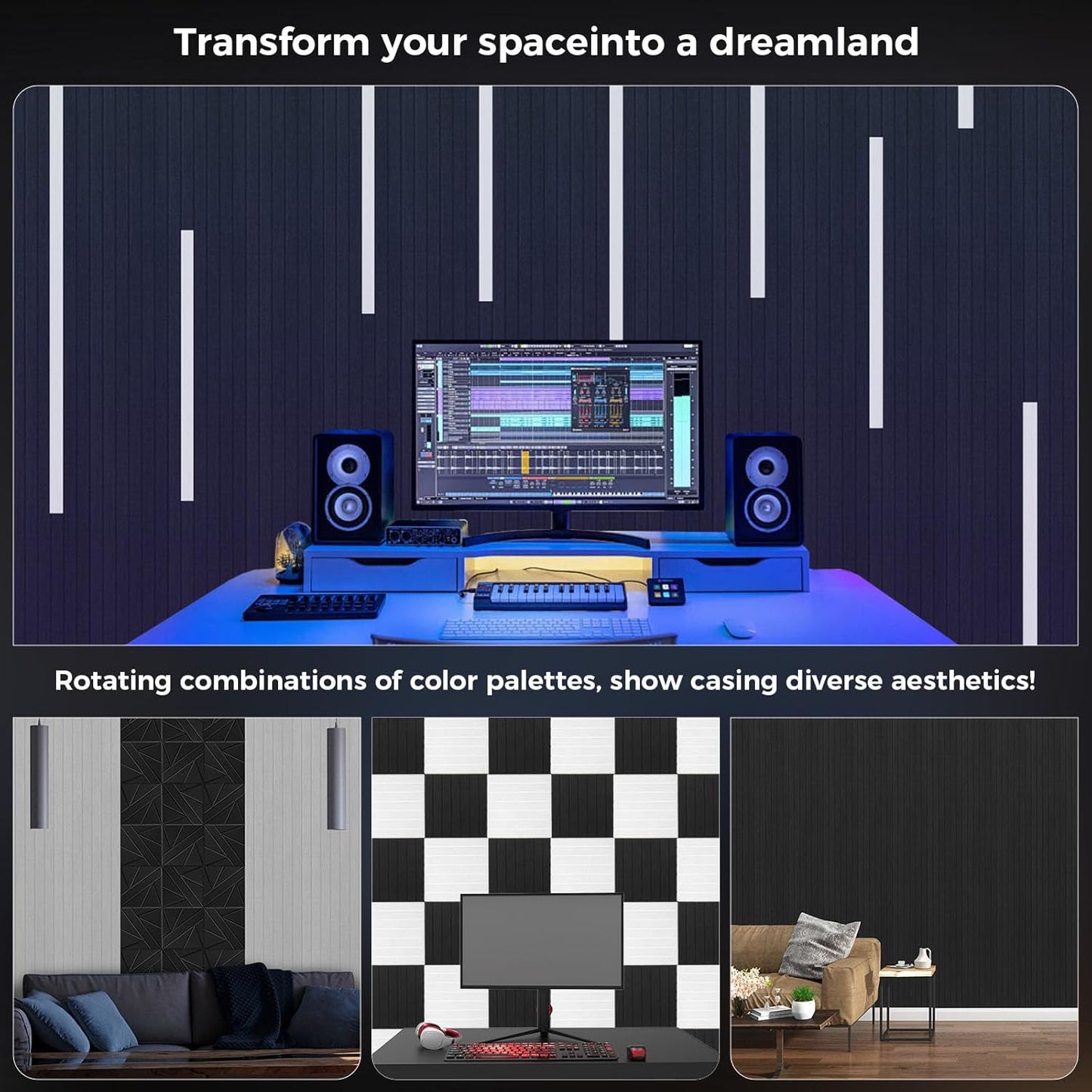 16 Pack Large Fold Soundproof Wall Panels,12x 12 x 0.47 in Sound Proof Foam Panels for Walls, 1.2lb/ft³ High Density, Thicker 0.47in, Acoustic Panels, Sound Dampening Panels White