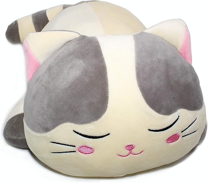 Very Soft Cat Big Hugging Pillow Plush Kitten Kitty Stuffed Animals Gray 23.5"