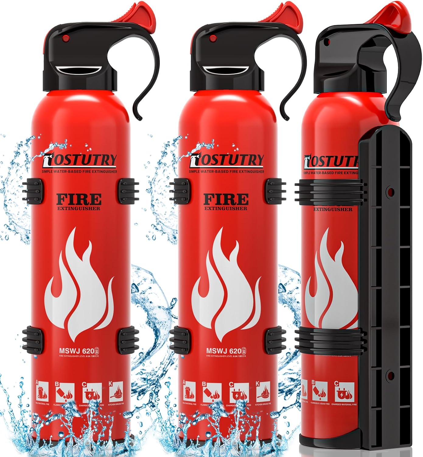 Upgraded 8-IN-1 Fire Extinguisher for Home Vehicle Car Kitchen Boat, Small Fire Extinguishers Spray with Mount for Class A B C K Fire, Portable Non-Toxic Prevent Re-Ignition Easy Clean (3 Pack)
