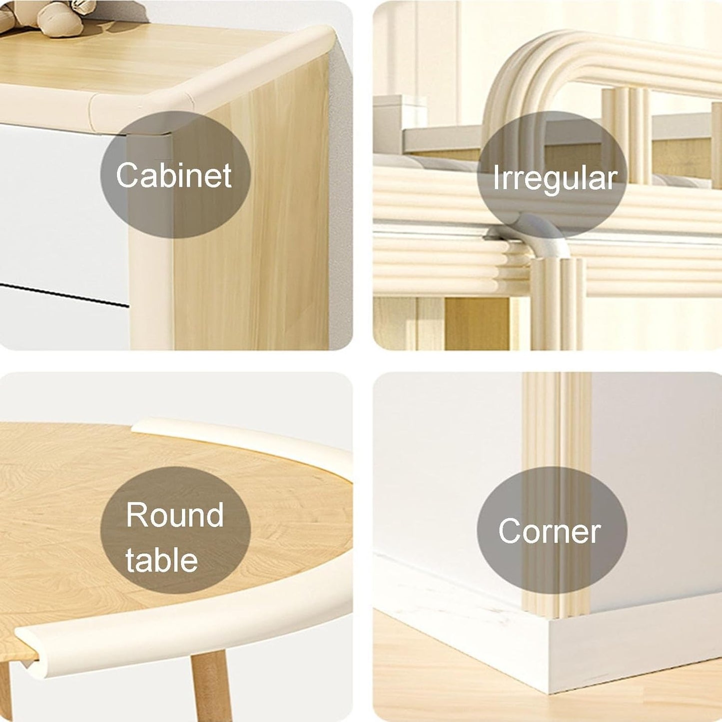 XPLKQXE Sharp Edge Safety Corner Edge Foam Padding, Edge Guards Bumpers Adhesive, Edge Corner Protector Guards for Table Edges & Sharp Corners(White-B,3pcs)