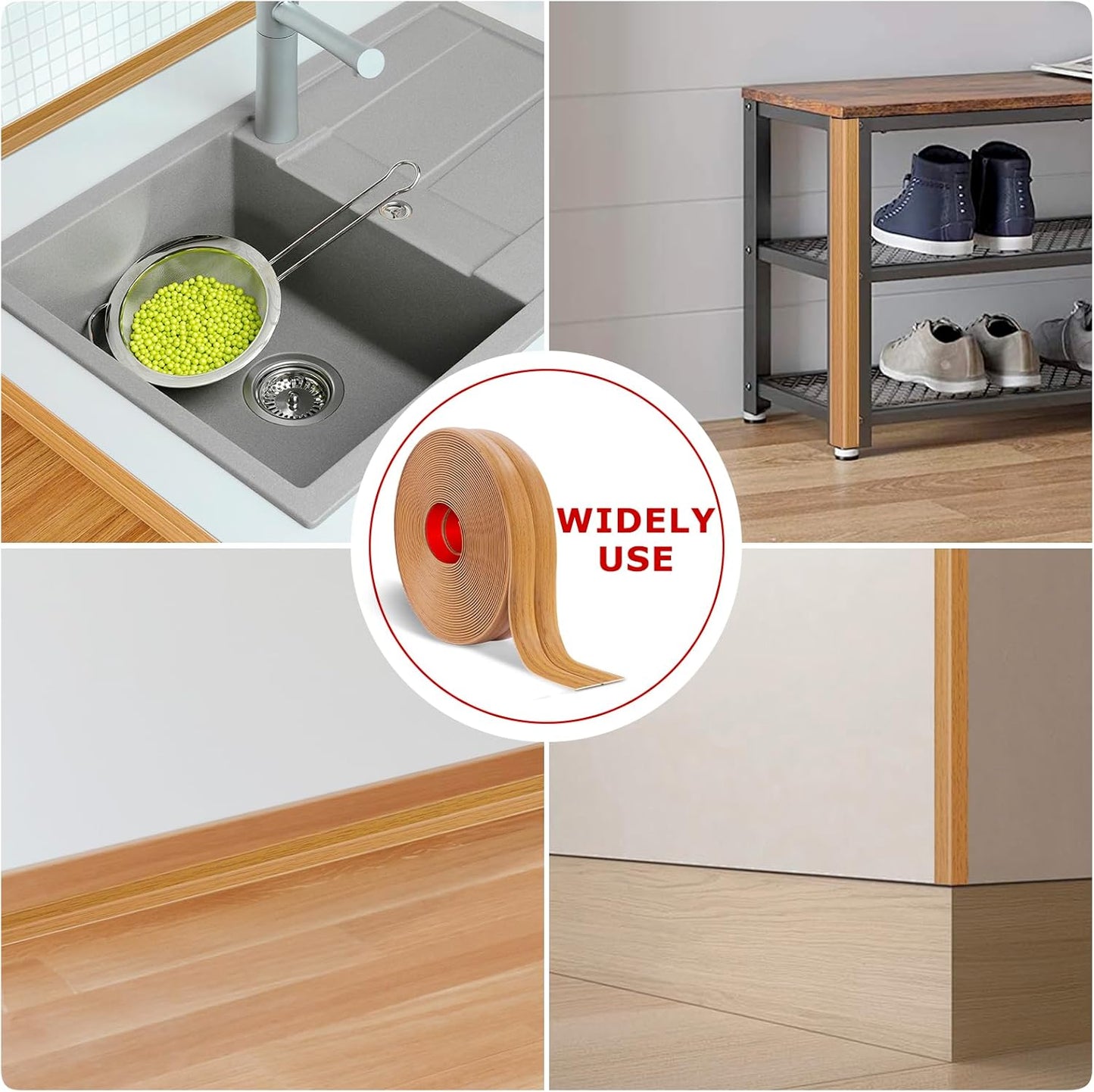 Flexible Wall Corner Protector Moulding Trim Peel and Stick Wall Corner Guards Edge Protector Self Adhesive Molding Trim Strip for Edge Ceiling (Light Brown Wood Grain, 0.8 in x 40 Ft)