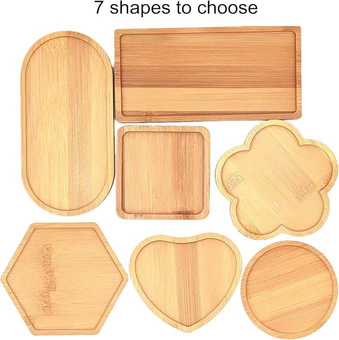 4PCS Mosaic Bamboo Coasters for Crafts, Blank Base Trays, Drinking Cup Coaster, Plant Coaster, Art Plate,DIY Mosaic Supplies (Flower)
