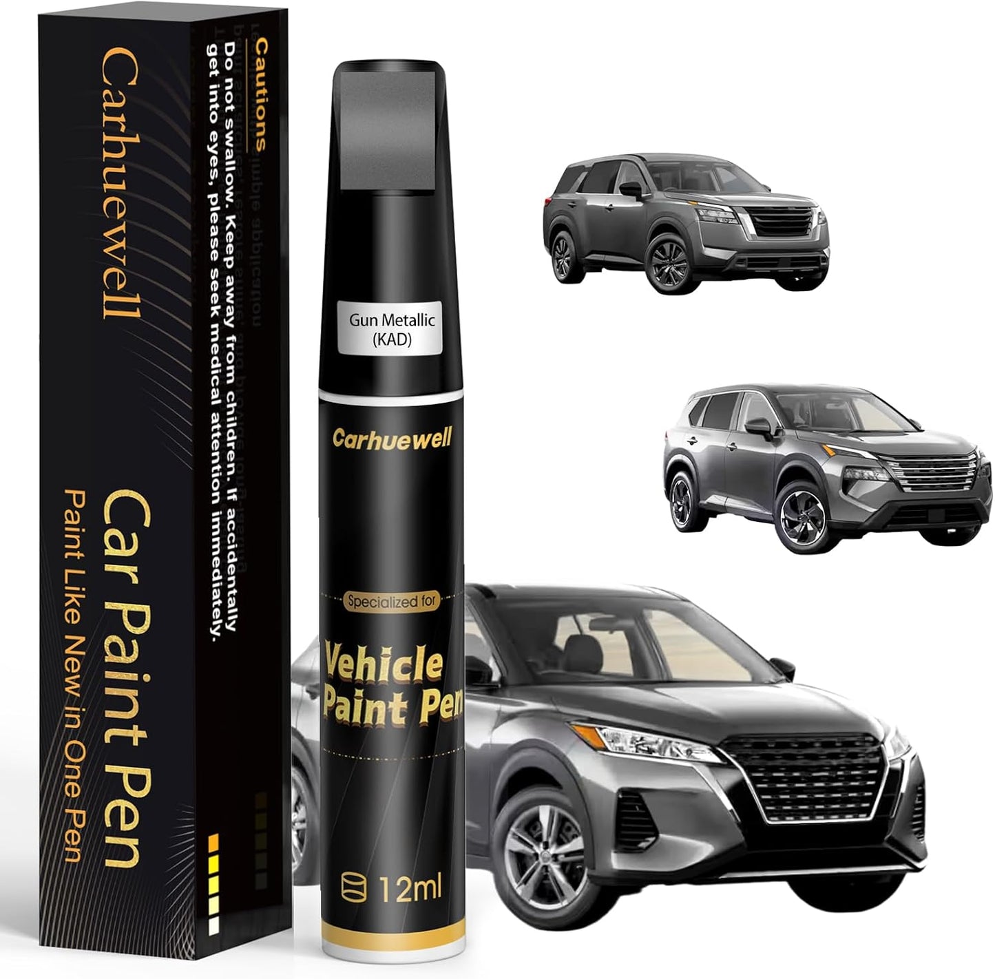 Gun Metallic(KAD) Touch Up Paint Compatible with Nissan, Exact Match Car Paint Pen Automotive Scratch Repair Remover Kit Quick & Easy Solution for Vehile Chips and Nicks