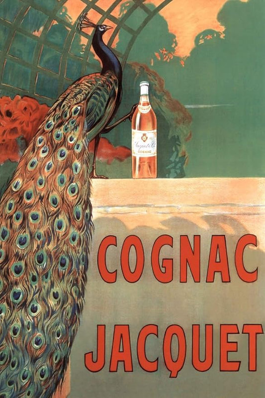 Camille Bouchet Cognac Jacquet Peacock Vintage French Brandy Beverage Advertisement Cool Wall Art Print Poster 12x18