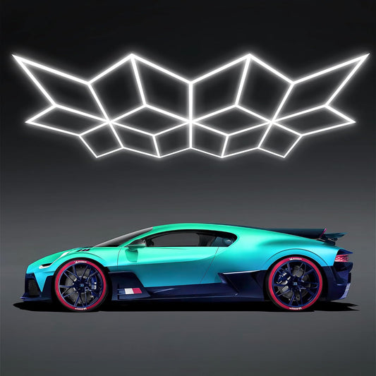 GOSLARLIT LED Garage Light Hexagon, Hexagram Shop Detailing Lights, 6500K Daylight White, Linkable Plug-in Ceiling Light for Garage Workshop Basement Gym Warehouse