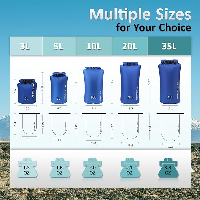 Waterproof Dry Bag-Large capacity Storage Sack for Outdoor Adventures-Enhanced 30D Nylon Waterproof Fabric-Float on Water-Keep Luggage Dry and Organized(10L/Blue)
