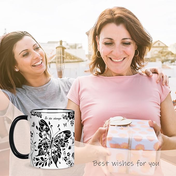 Butterfly Cup 11Oz Butterfly Gifts for Women, Mothers Day Gifts for Mom Friends and Family, Boho Coffee Mug Birthday Gift Graduation Gift for Women, Mom, Grandma, Microwave & Dishwasher Safe
