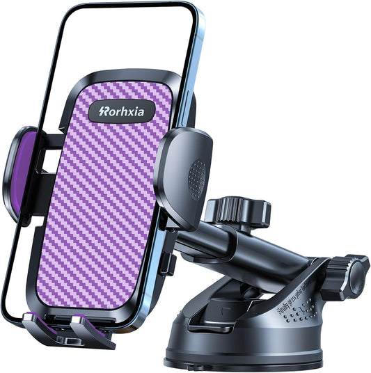 Purple 3-in-1 Phone Holders for Your Car [2025 Most Stable and Flexible Suction Cup] Vent Dashboard Windshield Cell Phone Car Mount Fit for iPhone, Samsung, All Phone
