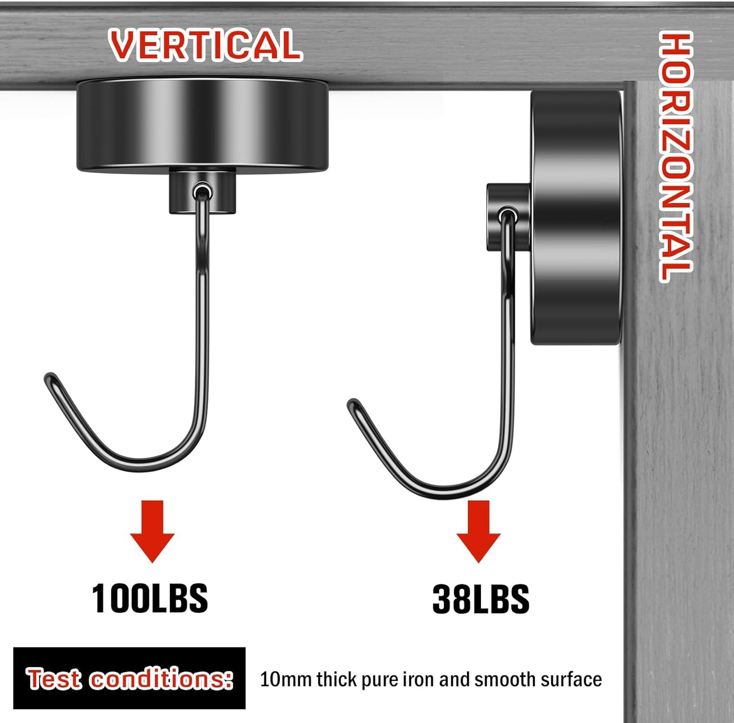 FINDMAG 100lbs+ Magnetic Hooks Heavy Duty, Extra Strong Magnetic Hooks for Cruise Cabins, Large Magnet Hooks for Refrigerator, Magnetic Hanger for Garage, Kitchen, Garden, Locker Accessories, 6 Pack