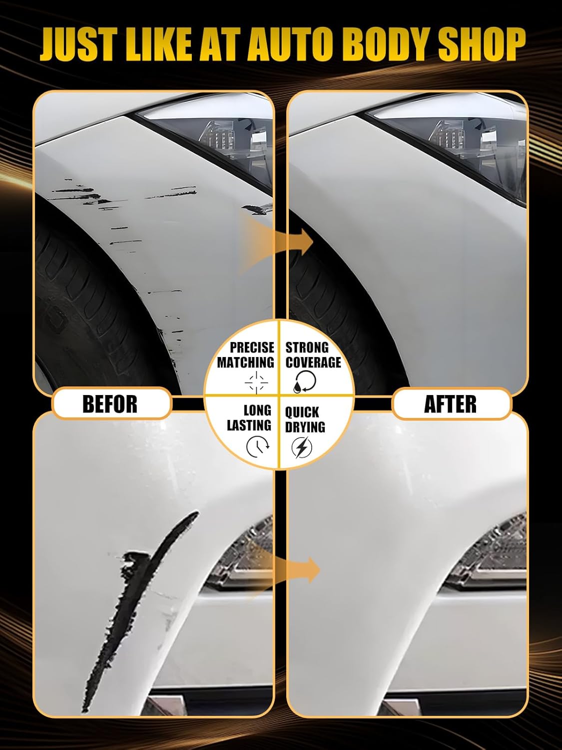 (W8/WW8) Quartz White Pearl Tricoat Touch Up Paint Compatible with Hyundai, Exact Match Car Paint Pen Automotive Scratch Repair Remover Kit Quick & Easy Solution for Vehicle Chips and Nicks