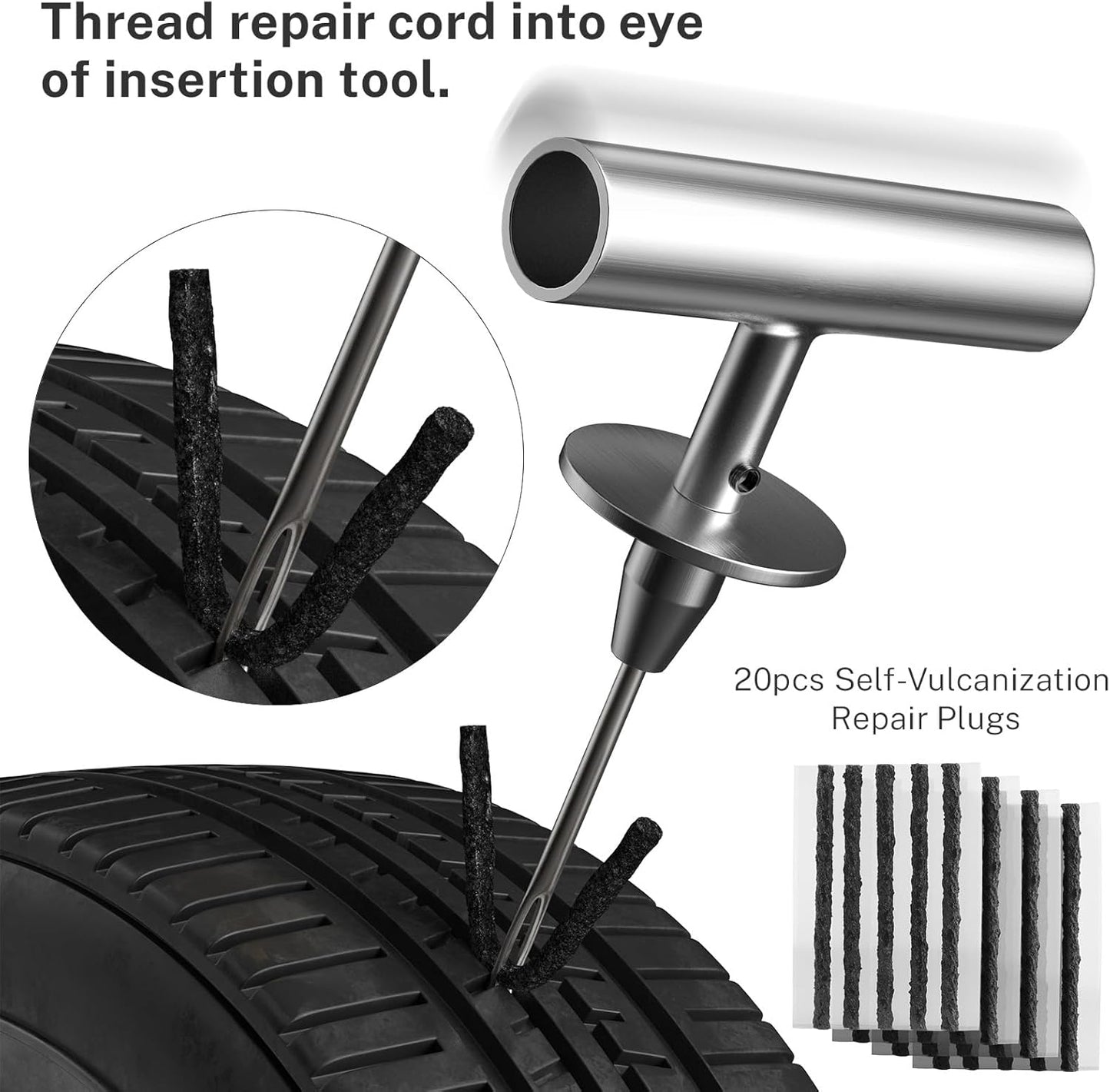 Flat Tire Repair Kit with Plugs 31 Pcs for Car, Motorcycle, ATV, Jeep, Truck, Tractor Flat Tire Puncture Repair