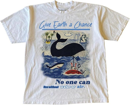 Y2k Graphic Print Tees Vintage Stamp Tee Coastal Clothes Oversized Aesthetic Tops Cute Tshirt