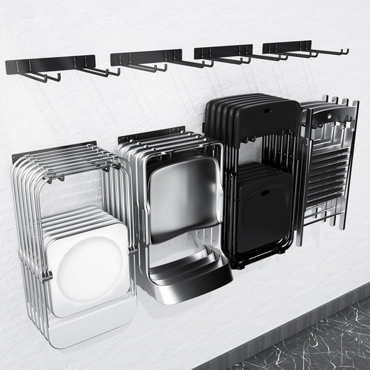 Folding Chair Storage Rack Wall Mount, Garden Tool Hanger for Garage Organization, Patio, Beach & Camping Chairs Organizer Hooks, Holds 480 lbs - 4 Pack