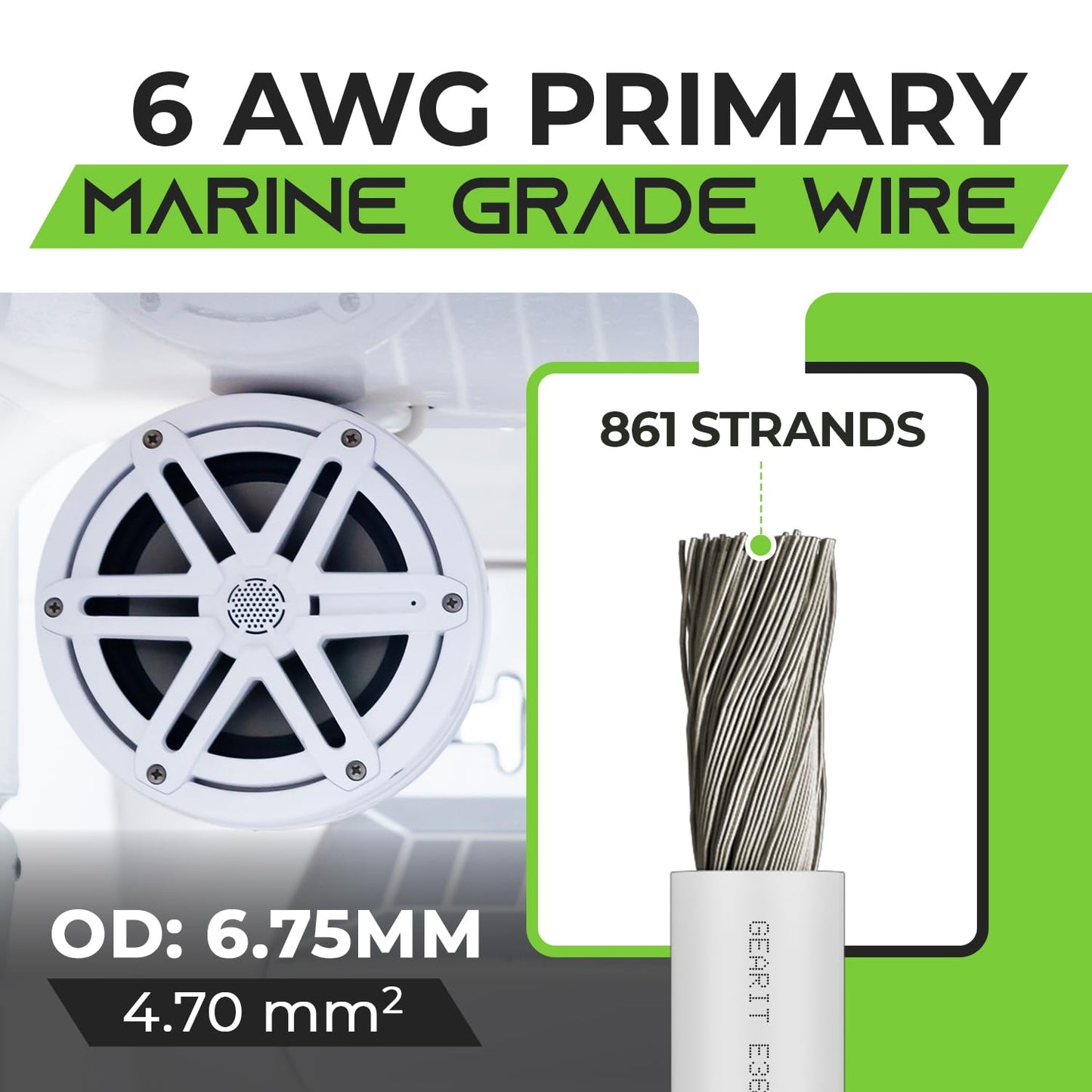 GEARit 6 Gauge Marine Electrical Primary Wire, 6 AWG (100ft) Marine Grade Tinned Copper Oxygen Free for Boat, Automotive, RV, Camper, Trailer