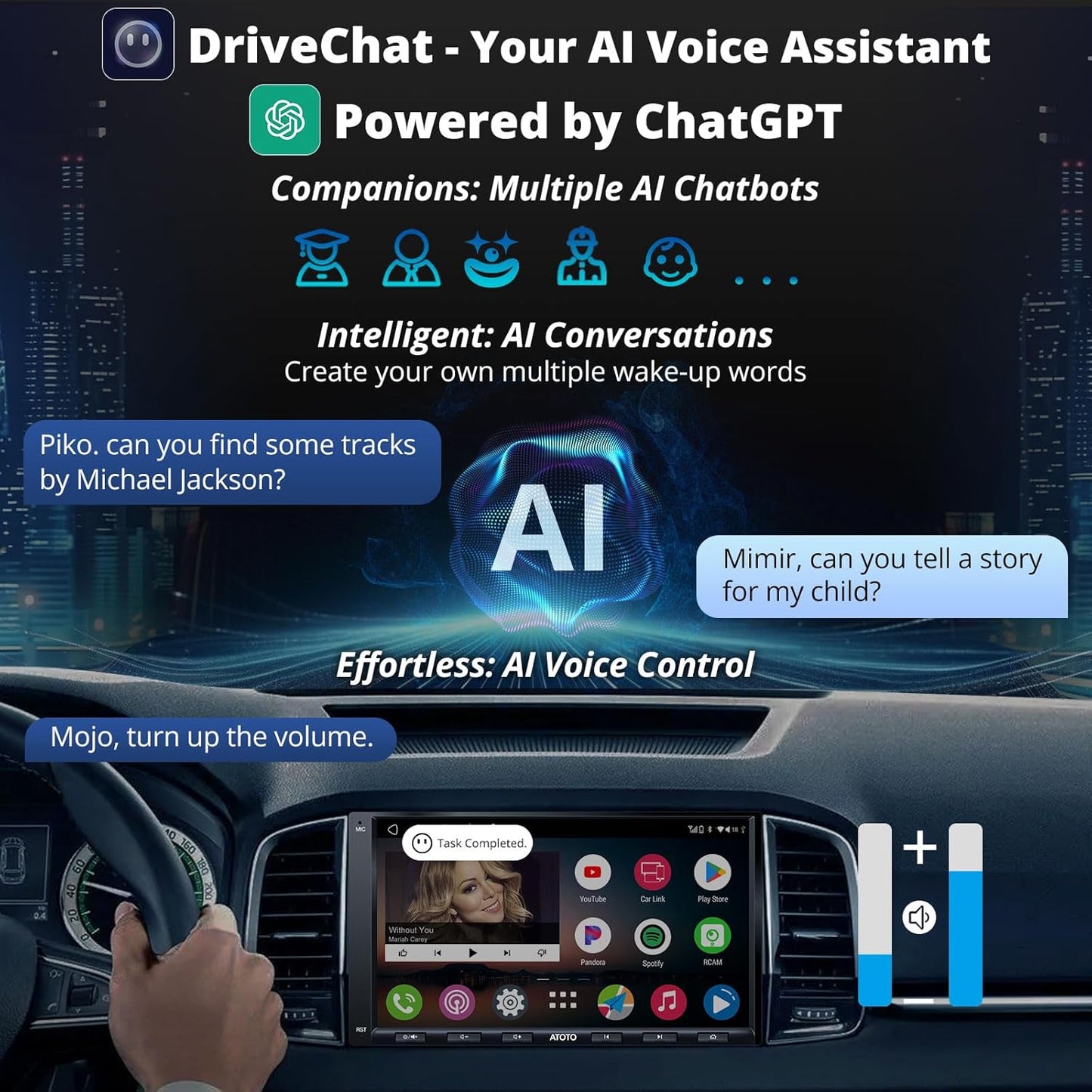 ATOTO A6PF Android Double-DIN Car Stereo, Wireless CarPlay, Wireless Android Auto, Mirrorlink, 7" Touchscreen in-Dash Navigation, GPS Tracker, WiFi/BT/USB Tethering, HD LRV, 2G+32G, A6G2A7PF