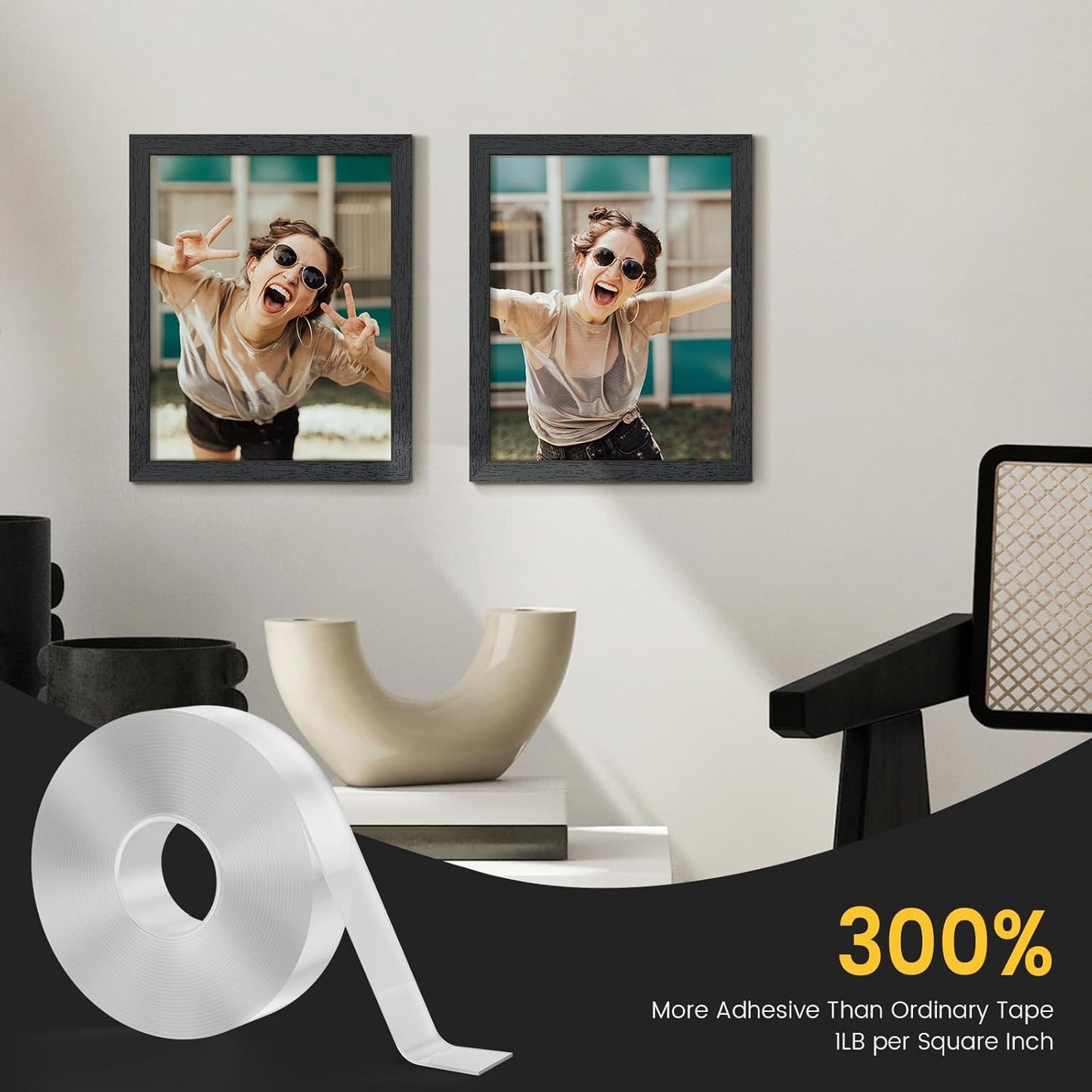 Double Sided Tape Heavy Duty Adhesive Tape Mounting Tape, Wall Sticky for Hanging, Nano Two Sided Tapes Strong Removable Wall Sticky Strips for Car, Home, Office - 19.7FT x 0.5IN