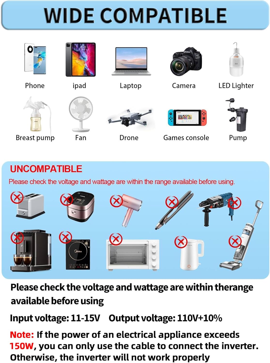 1000W/2000W (Peak) Car Power Inverter 12v to 110v DC to AC Converter with Dual AC Outlets LCD Display,1000 Watt Power Inverters for Vehicles Car RV Truck