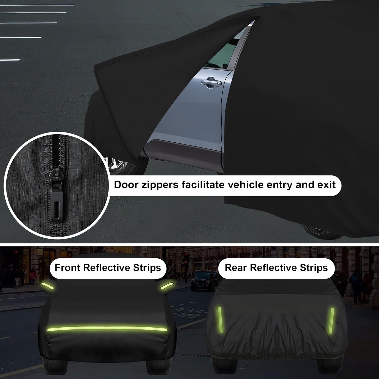 Car Cover Waterproof All Weather for 1998-2023 2-Door Saloon Car, Heavy Duty 7 Layers Outdoor Full Cover with Door Zipper, Black