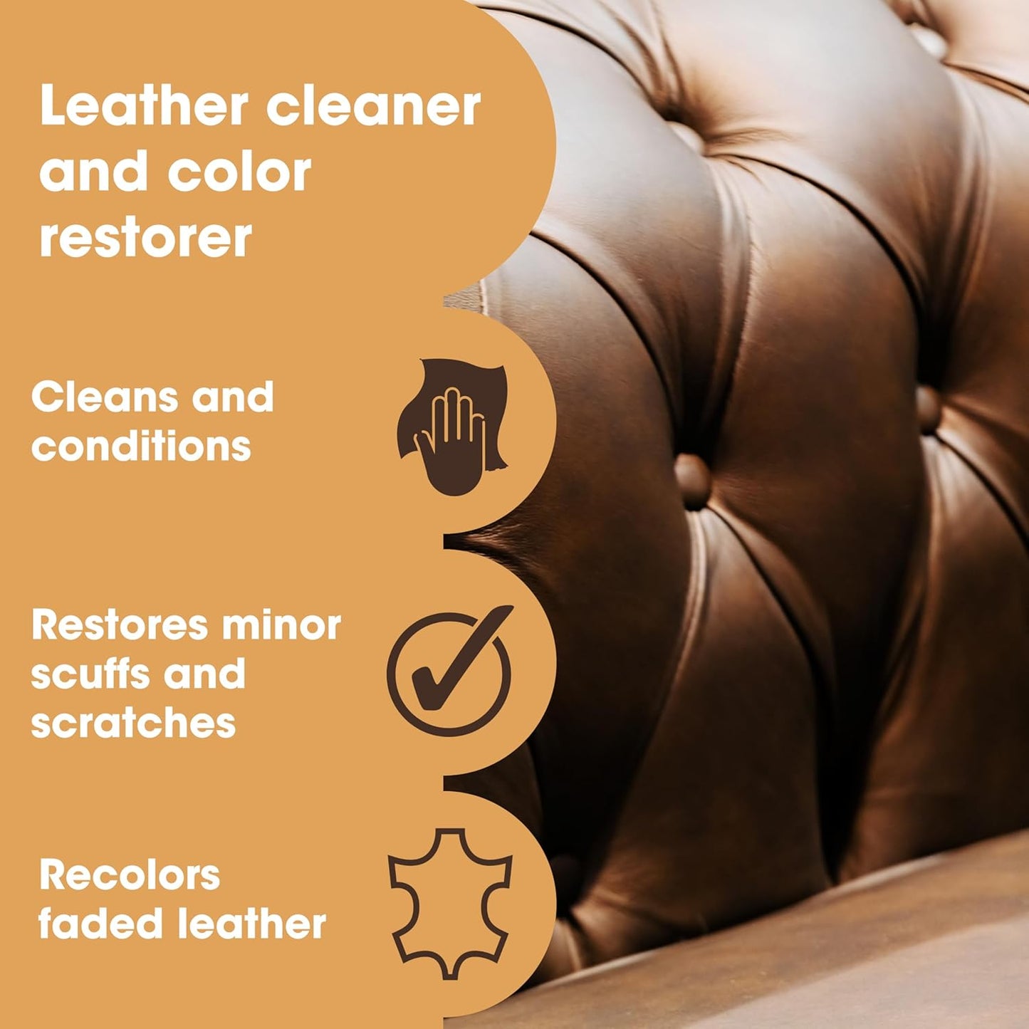 Furniture Clinic Leather Easy Restoration Kit | with Leather Recoloring Balm, Cleaner, Sponge, and Cloth | Leather Repair Kit for Scratched and Faded Furniture (Tan)