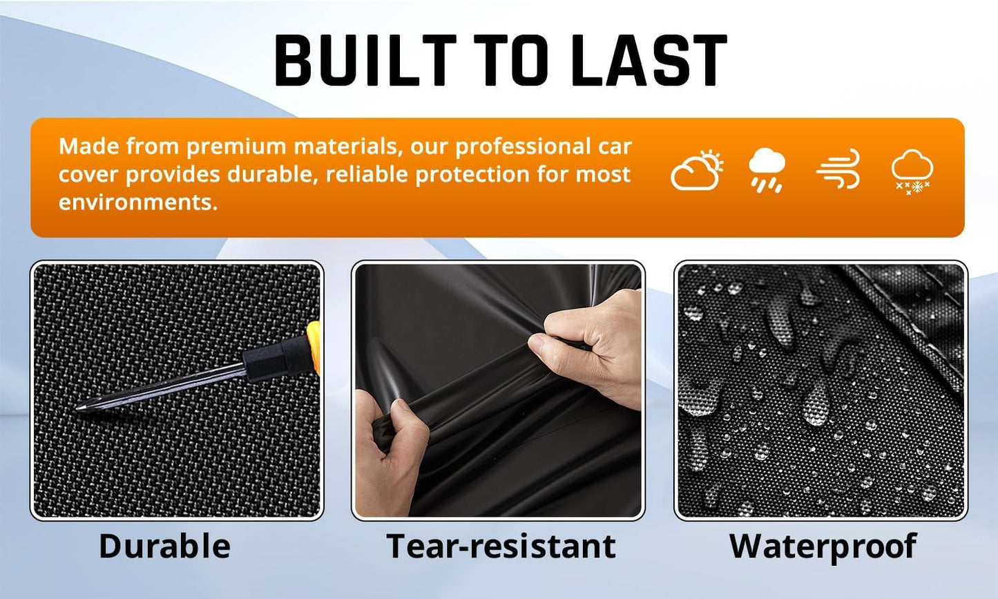 SUV Cover Waterproof All Weather Protection with Silver Stripe Design, Car Cover Universal Fit Ford Explorer, Toyota Highlander, Honda Pilot, Dodge Durango, BMW X5 X6, Lexus RX350