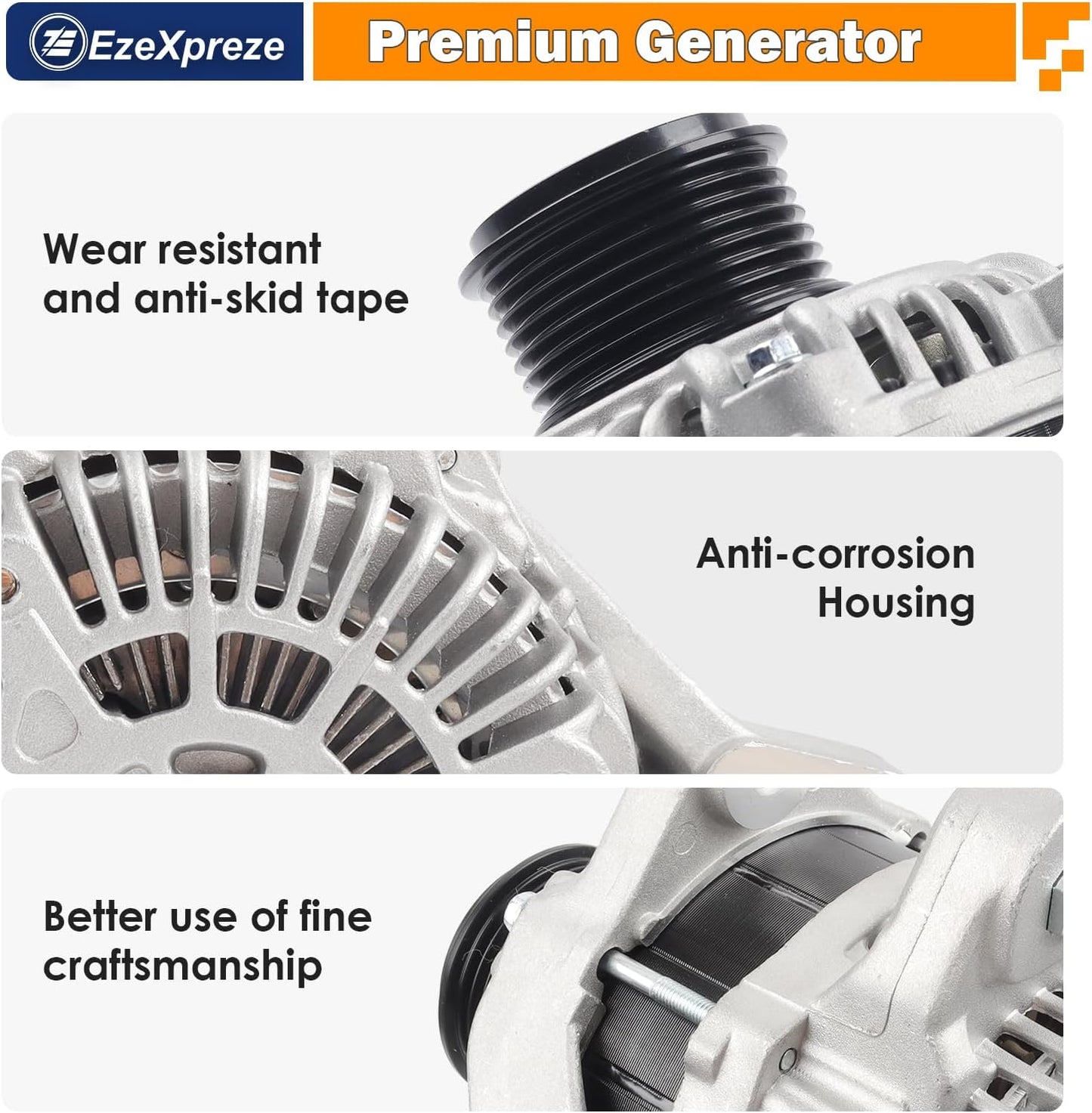 EZEXPREZE Alternator for Honda Accord 2.4L 2013 2014 2015 2016 2017 Automatic CVT Transmission, 31100-5A2-A02, 31100-5A2-A02RM, AHGA88, 14489, 11999, A5TL0581ZC