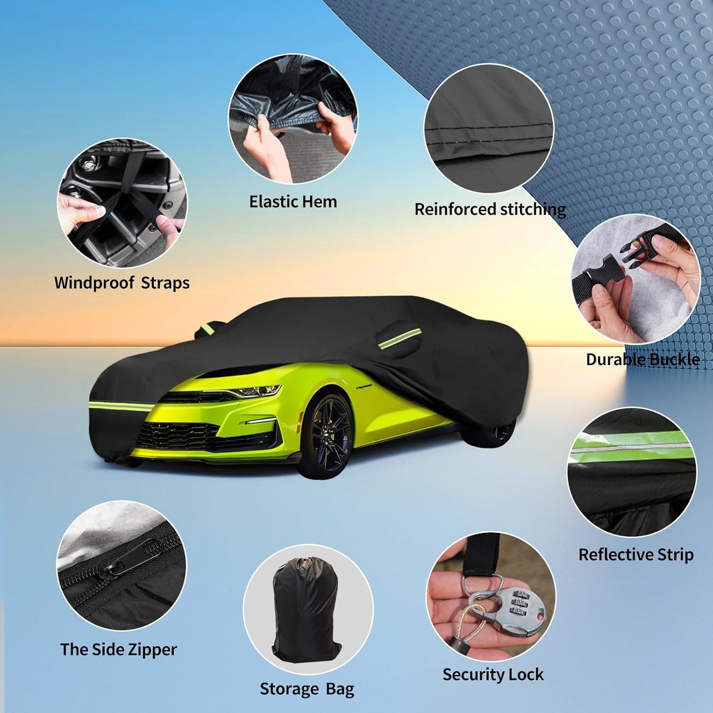 Waterproof Car Covers for 2010-2023 Chevy Camaro(Black) Custom Heavy Duty Waterproof All Weather Protection Outdoor