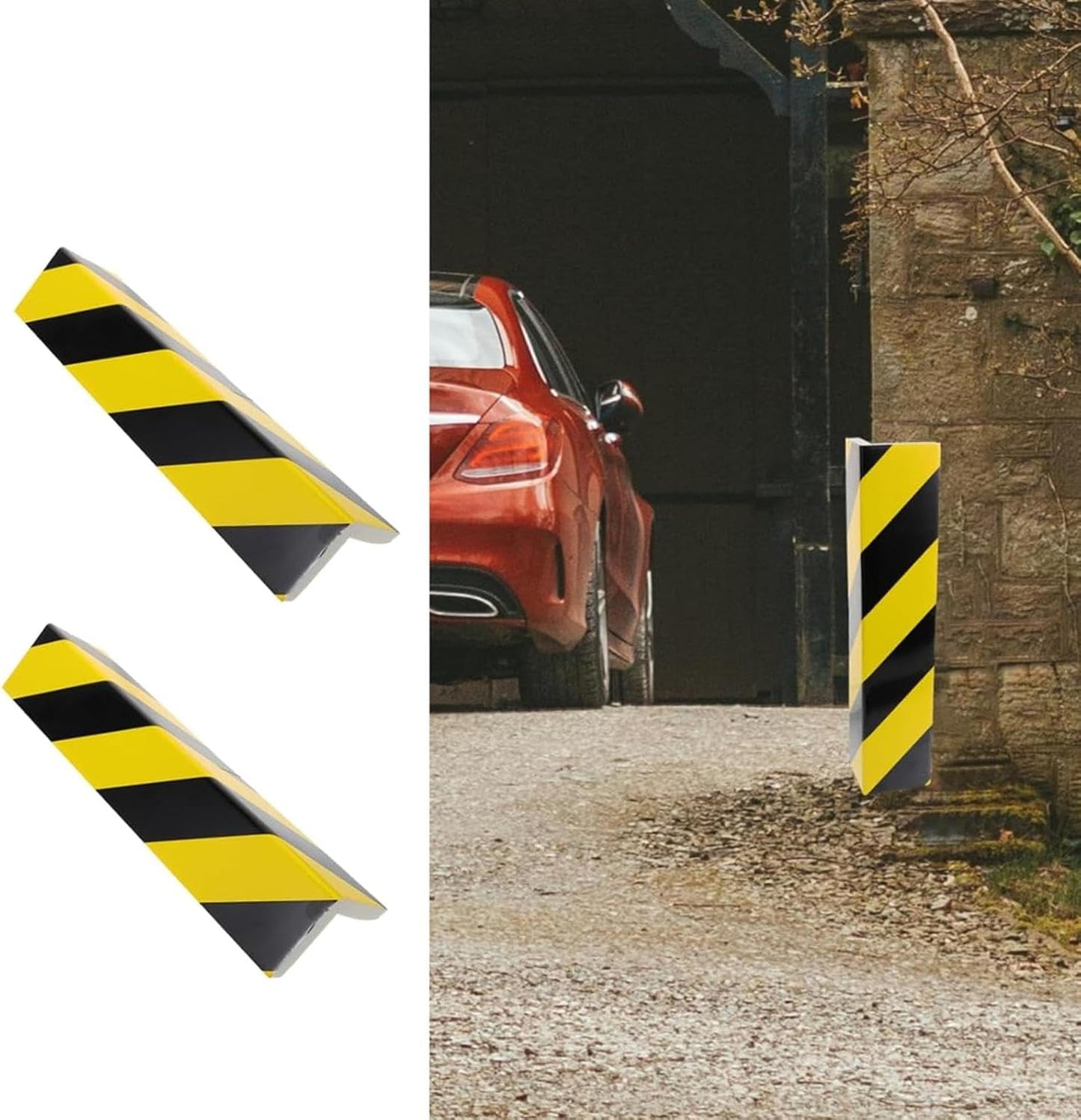 2 Packs 40 * 15 * 1.5cm Garage Wall Protector Foam Wall Corner Guard for Parking Garages Wall Edge Protector with Reflective Safety Stripe, Self-Adhesive (Red-White)