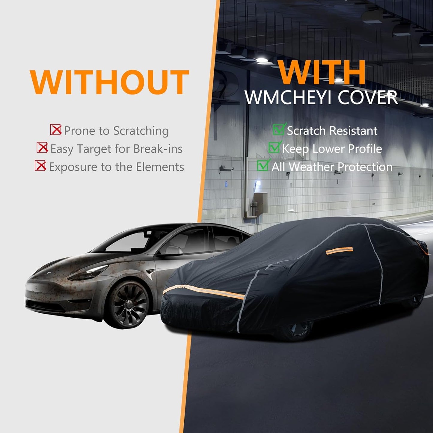 Car Cover Waterproof All Weather,6 Layers Car Covers for Automobiles, Full Exterior Cover with Zipper, Outdoor Car Cover Sun UV Rain Snow Wind Protection, Fit for 196"(196*74*59 inch)Sedan
