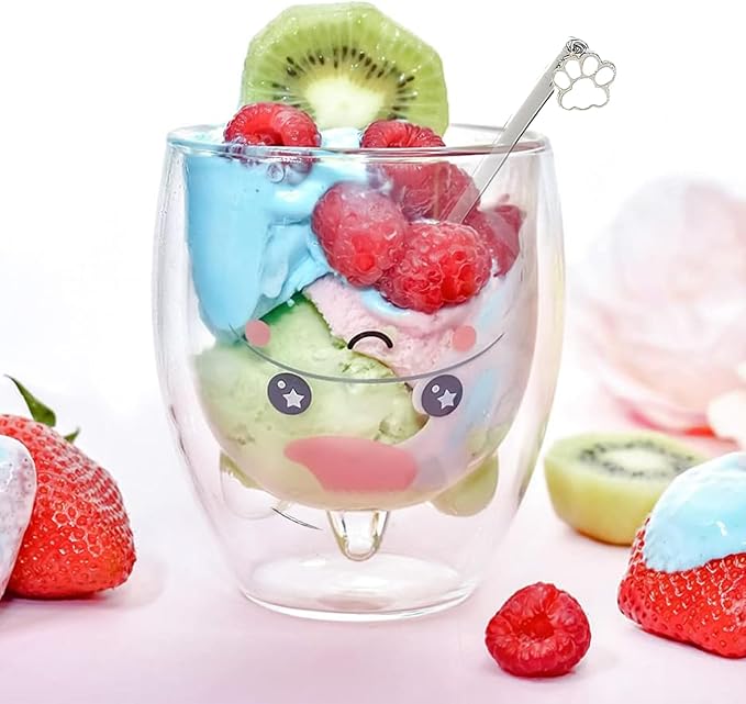 Unicorn Mug Cute Mugs Glass Double Wall Insulated Glass Espresso Cup, Coffee Cup, Tea Cup, Milk Cup, Kawaii Gifts, for women girls friends, Christmas Birthday (Unicorn)