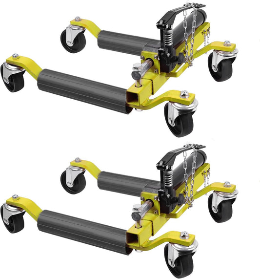 2 Pcs Car Wheel Dolly with Hydraulic Tire Jack, 1500LBS Capacity Trailer Dolly for Vehicle Positioning for Truck RV Trailer, Yellow