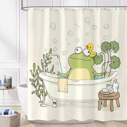 Yeoiat Frog Shower Curtain Funny Shower Curtain Funny Decorative Shower Curtains for Bathroom Cute Shower Curtain Set with 12 Hooks Frog01 72×72 Inches