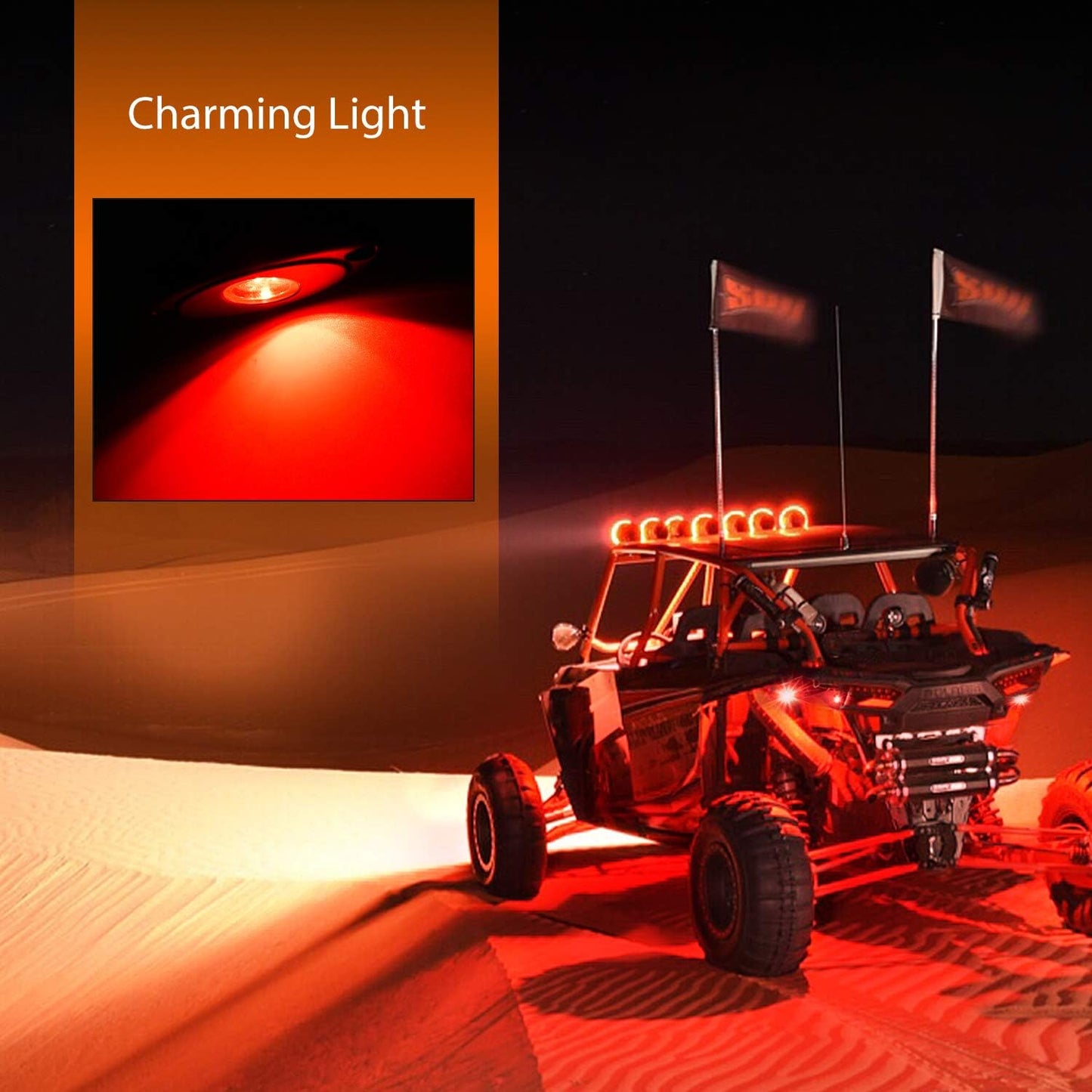 Nilight LED Rock Light 6PCS Underglow Wheel Well Pods Waterproof Exterior Underbody Roof Rack Side Lamps for Car Truck Pickups ATV UTV SUV Motorcycle Boat, Red Color