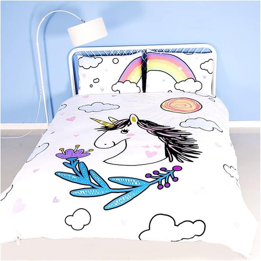 Unicorn Comforter Set Full Unicorn Bedding Set for Girls Boys Kids Double Side Quilt Set - Includes 1 Comforter, 2 Shams