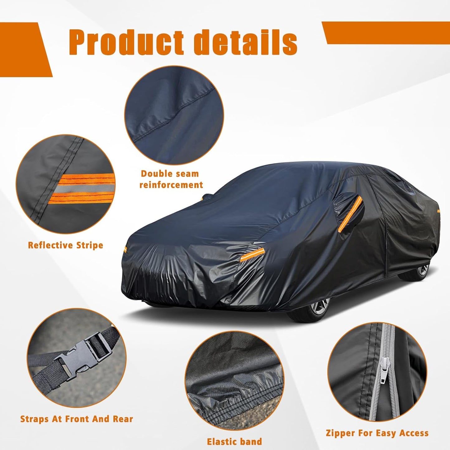 Kayme 7 Layers Car Cover Custom Fit for Cadillac CTS (2003-2014) Waterproof All Weather for Automobiles, Outdoor Full Cover Rain Sun UV Protection.Black