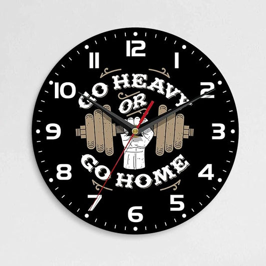 Wall Clock, 10 Inch Silent Non-Ticking Home Kitchen Decor, Battery Operated for Bathroom Bedroom Living Room Office(Gym Quotes)