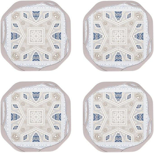 UMIRRO Absorbent Coasters for Drinks, Mandala Silicone Cup Coaster with Felt Insert for Coffee Table Decor, Small Unique Birthday Gift Ideas for Men Dad Him Women Mom Her, 4", Set of 4