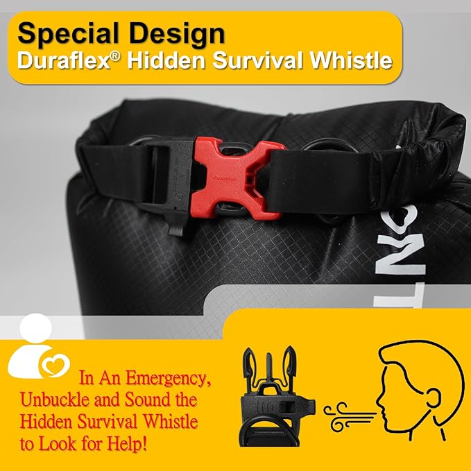 Waterproof Dry Bag-Upgraded Tear-resistant CORDURA Fabric-Durable&Lightweight Roll Top Dry Sack with Survival Whistle-Perfect for Hiking, Camping, Kayaking&Beach-Float on Water(35L/Black)