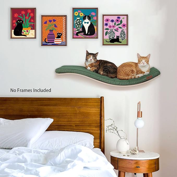 TOCDGOO Fun Black Cat Wall Art Abstract Flower Canvas Posters, Colorful Fashion Flower & Cat Art Prints for Bedroom Bathroom Children's Room Home Decor, Set of 4 Unframed 8x10 Inches