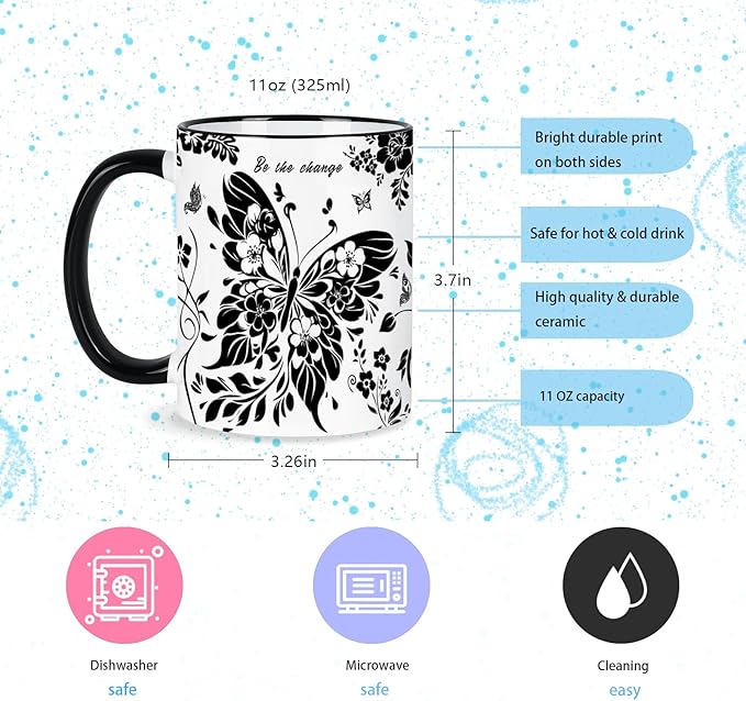 Butterfly Cup 11Oz Butterfly Gifts for Women, Mothers Day Gifts for Mom Friends and Family, Boho Coffee Mug Birthday Gift Graduation Gift for Women, Mom, Grandma, Microwave & Dishwasher Safe