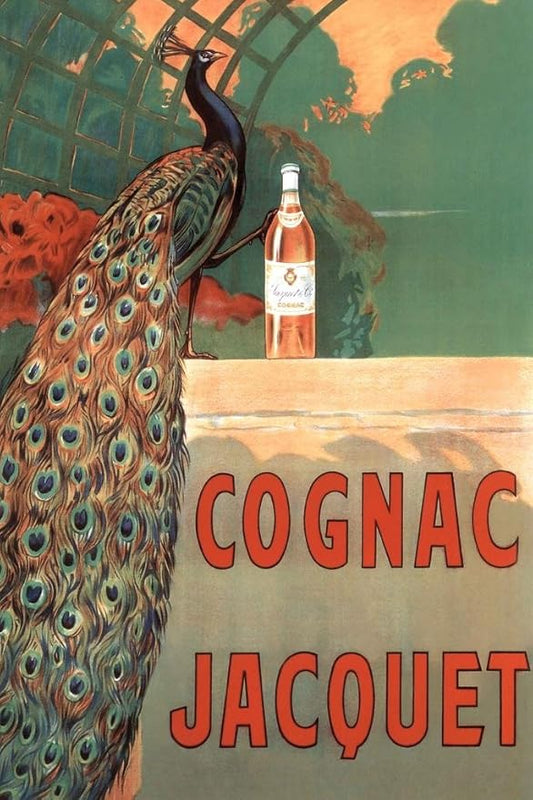Camille Bouchet Cognac Jacquet Peacock Vintage French Brandy Beverage Advertisement Cool Wall Art Print Poster 16x24