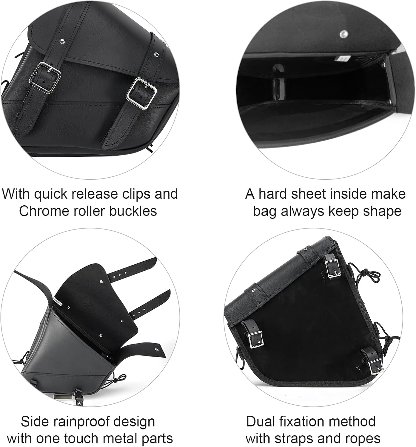 Gargoyle Bells Solo Swing Arm Bags - PVC Waterproof Motorcycle Luggage for Sportster Softail (Right + Left, Black)