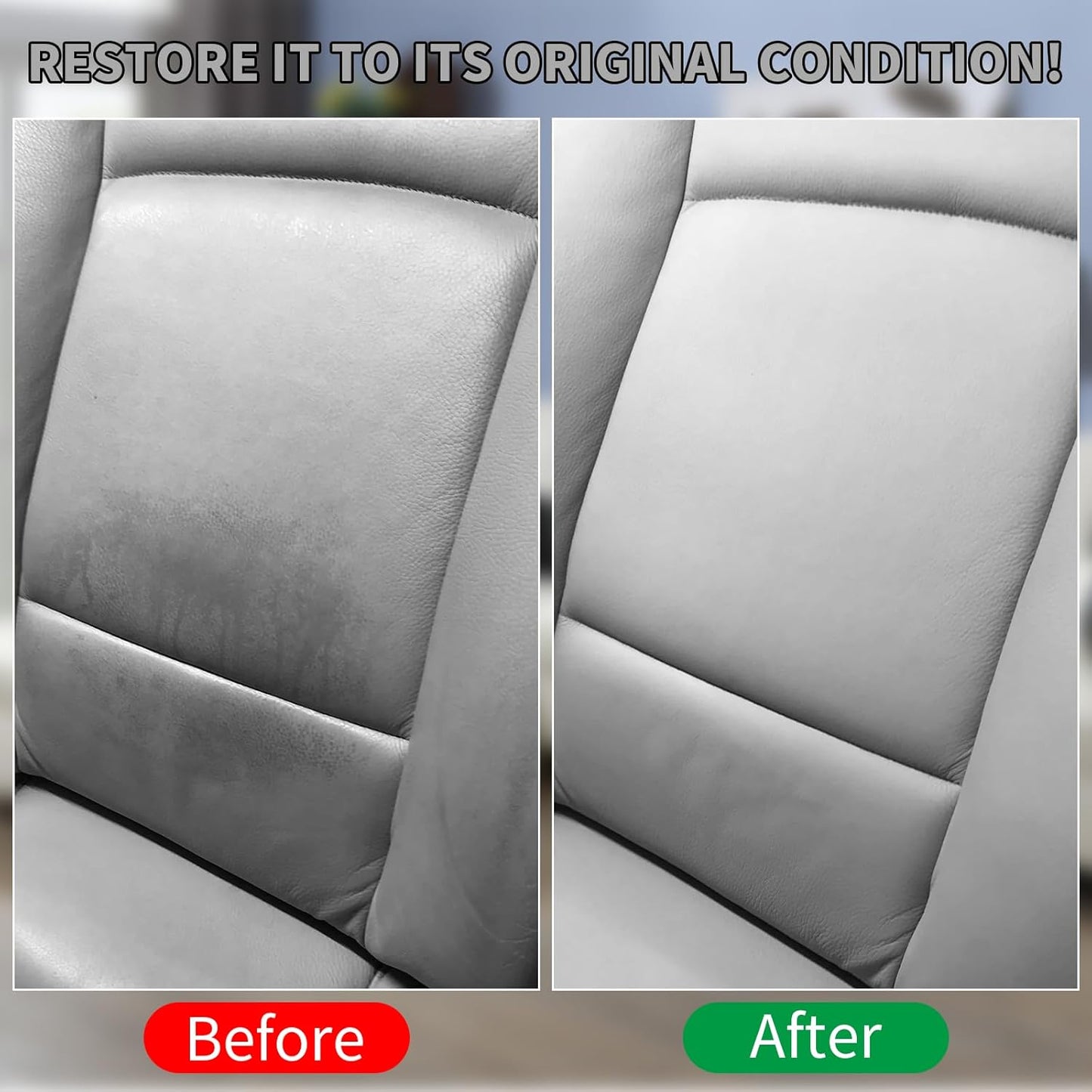 Gray Leather Recoloring Balm,Leather Couch Scratch/Stain Remover,Leather Repair kit for Vinyl Furniture and Car Interior,Leather Dye Paint for Scratched and Faded Leather Couches