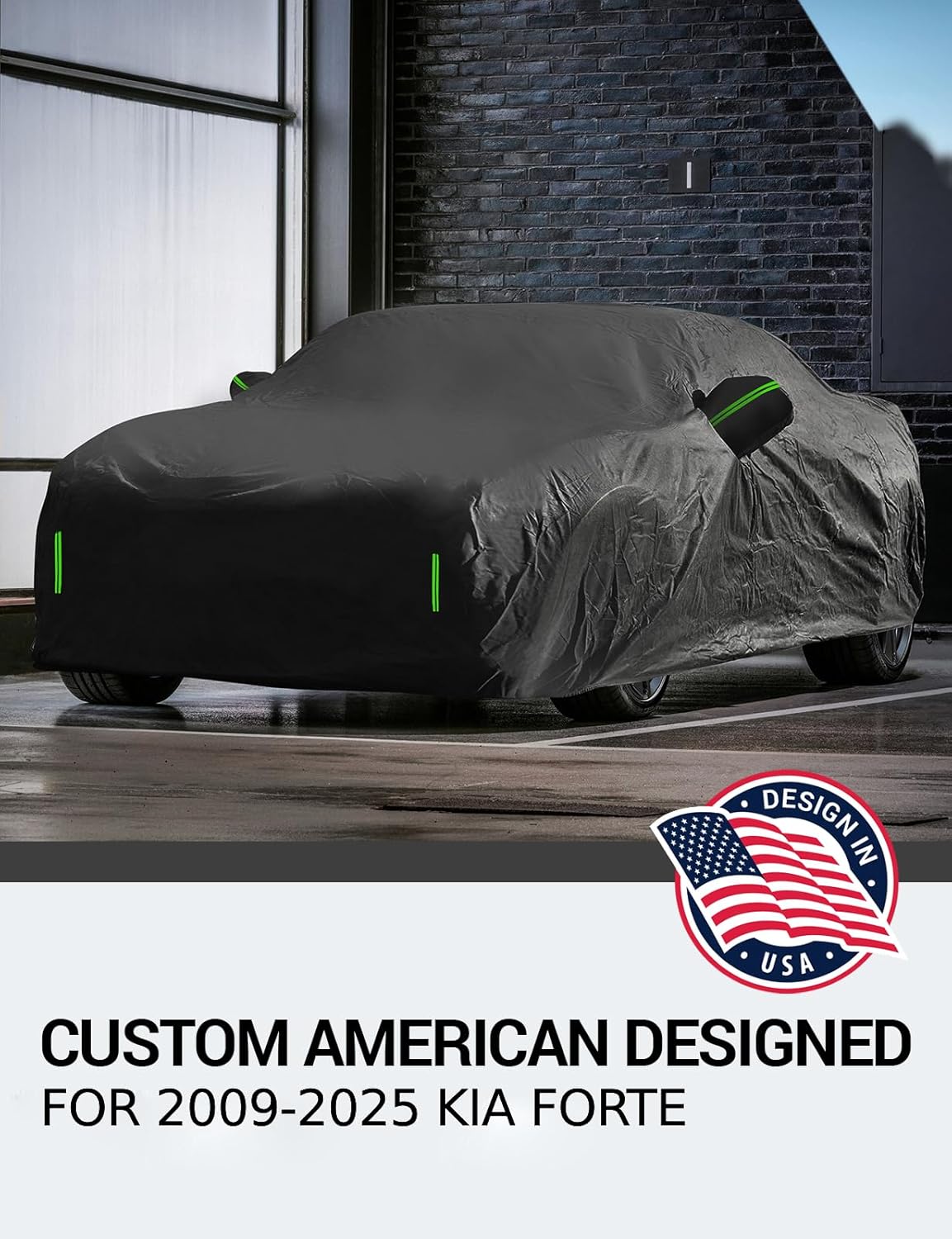 Proadsy 2025 Upgrade Car Cover for 2009-2024 2025 Kia Forte, Waterproof All Weather for Automobiles, Windproof Snowproof Rain Hail Sun UV Protection Full Outdoor Indoor Exterior Car Covers, Black
