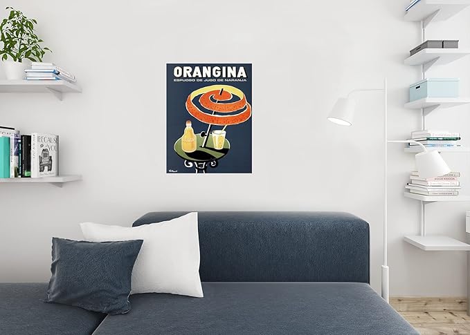 Bernard Villemot Orangina Vintage Orange Drink Advertising Ad Orange Peel Umbrella Cool Wall Art Print Poster 24x36