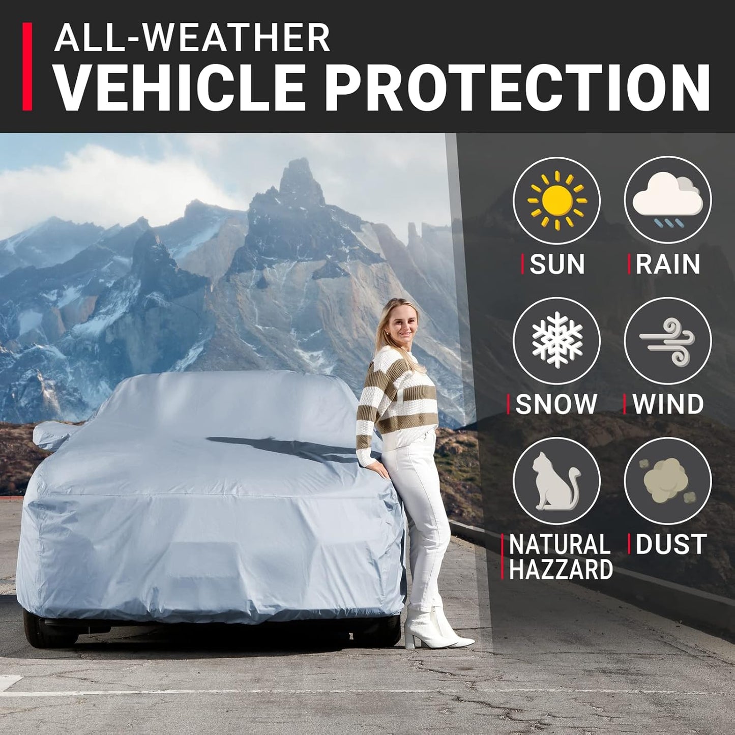 iCarCover Premium Car Cover for 1985-1991 Pontiac Grand Am Heavy Duty Waterproof All-Weather Automobiles Custom Fit Indoor Outdoor UV Snow Protection Covers with Straps and Bag